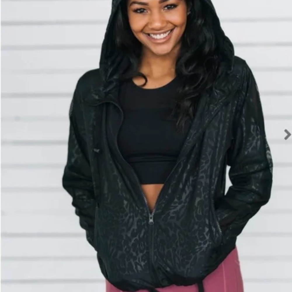 Zyia Active Black Leopard Print Women's Athletic Jacket Size Small Black - Picture 2 of 12